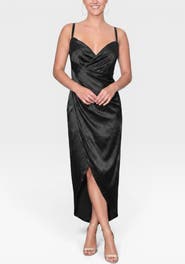 RACHEL Rachel Roy Bree Satin Wrap Midi Dress