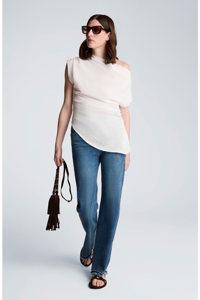 Asymmetric Hem One-Shoulder Sweater, Alternate, color, PURE WHITE