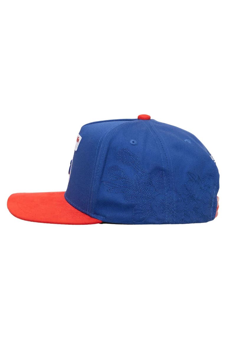 Men's Mitchell & Ness  Blue/Red Philadelphia 76ers May Flowers Adjustable Hat, Alternate, color, Blue