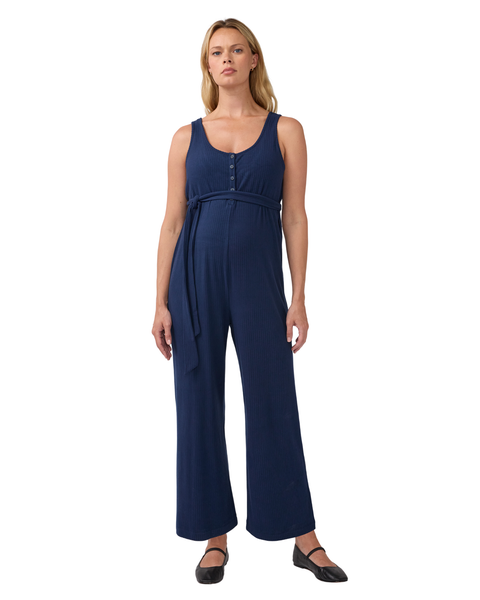 Sleeveless Wide Leg Knit Maternity Jumpsuit