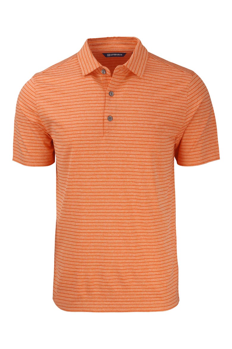 Forge Heather Stripe Recycled Blend Polo, Alternate, color, COLLEGE ORANGE HEATHER