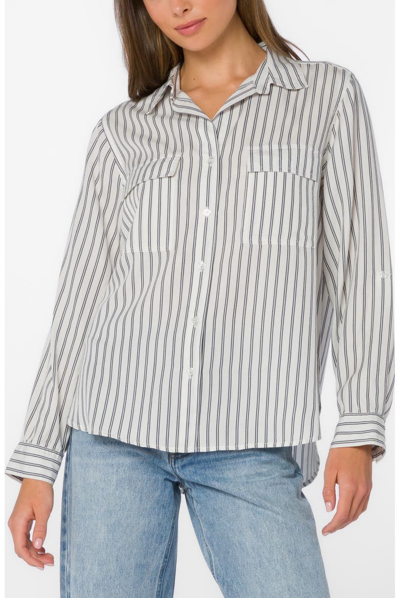 Talma Roll Tab Sleeve Button-Up Shirt, Main, color, MOOD INDIGO STRIPE