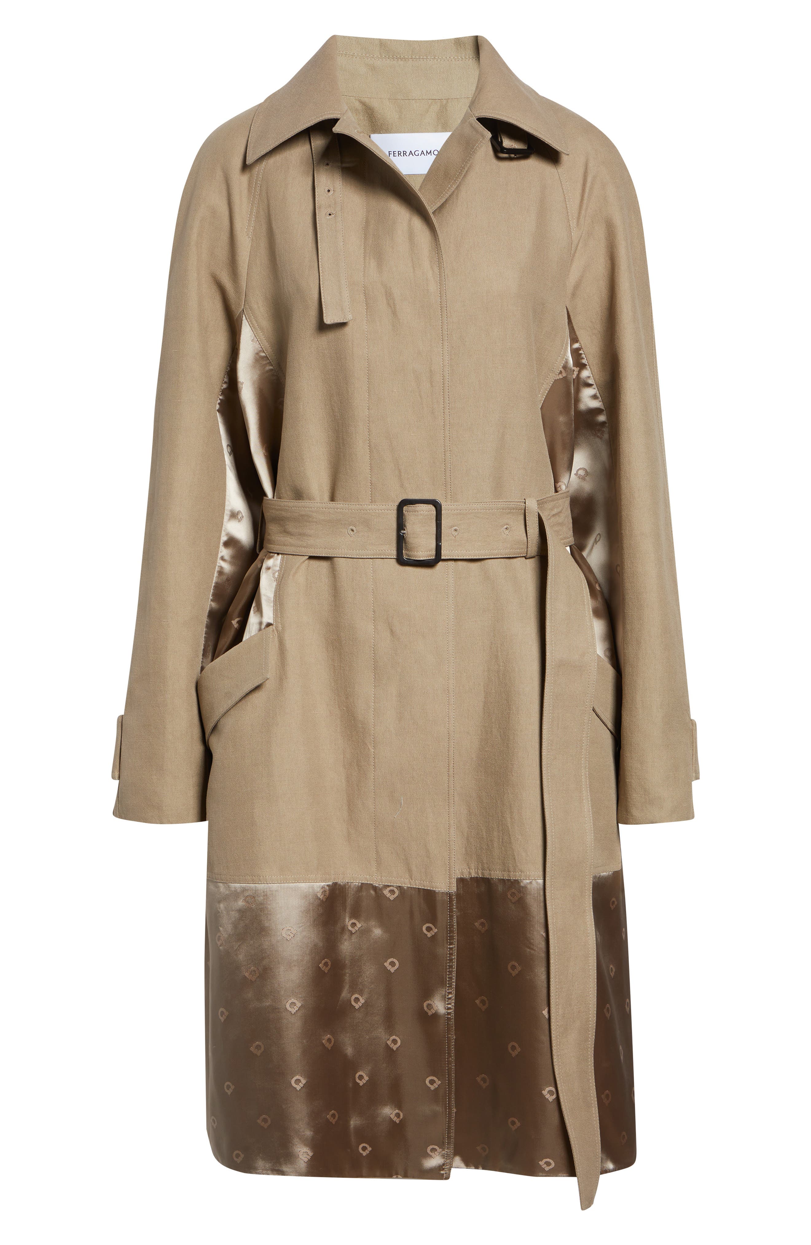 FERRAGAMO Satin Inset Belted Duster Coat (Women) | Nordstrom