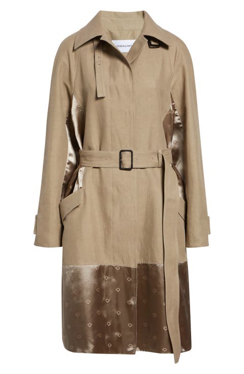 Satin Inset Belted Duster Coat