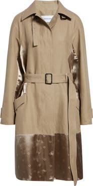 FERRAGAMO Satin Inset Belted Duster Coat