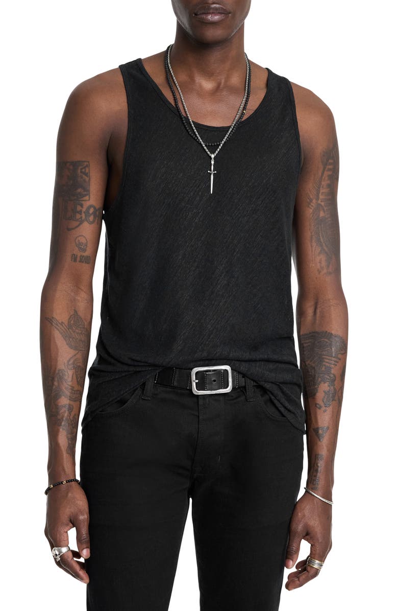 John Varvatos Broome Slim Fit Linen Tank, Main, color, 