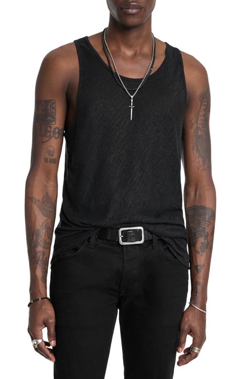 Shop John Varvatos Broome Slim Fit Linen Tank In Black