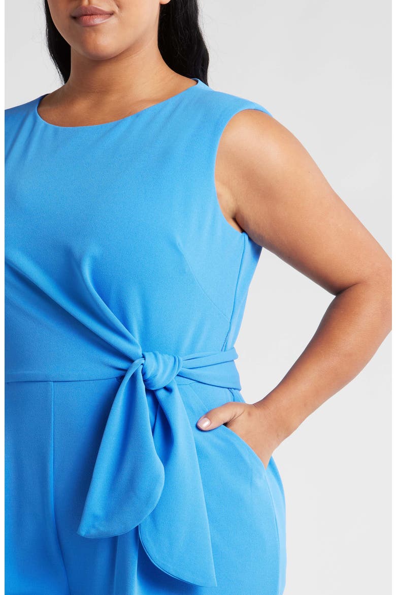 Side Tie Scuba Crepe Crop Wide Leg Jumpsuit, Alternate, color, SUMMER SKY