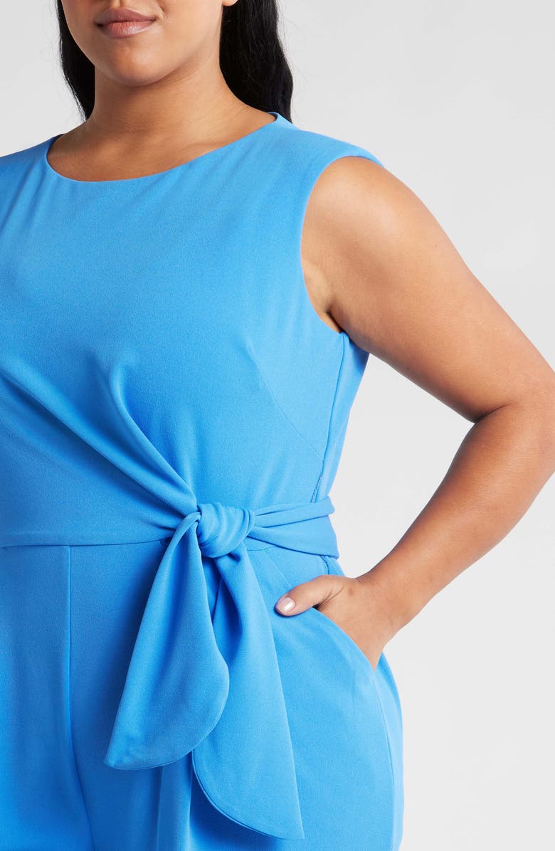 Tahari ASL Side Tie Scuba Crepe Crop Wide Leg Jumpsuit, Alternate, color, Summer Sky