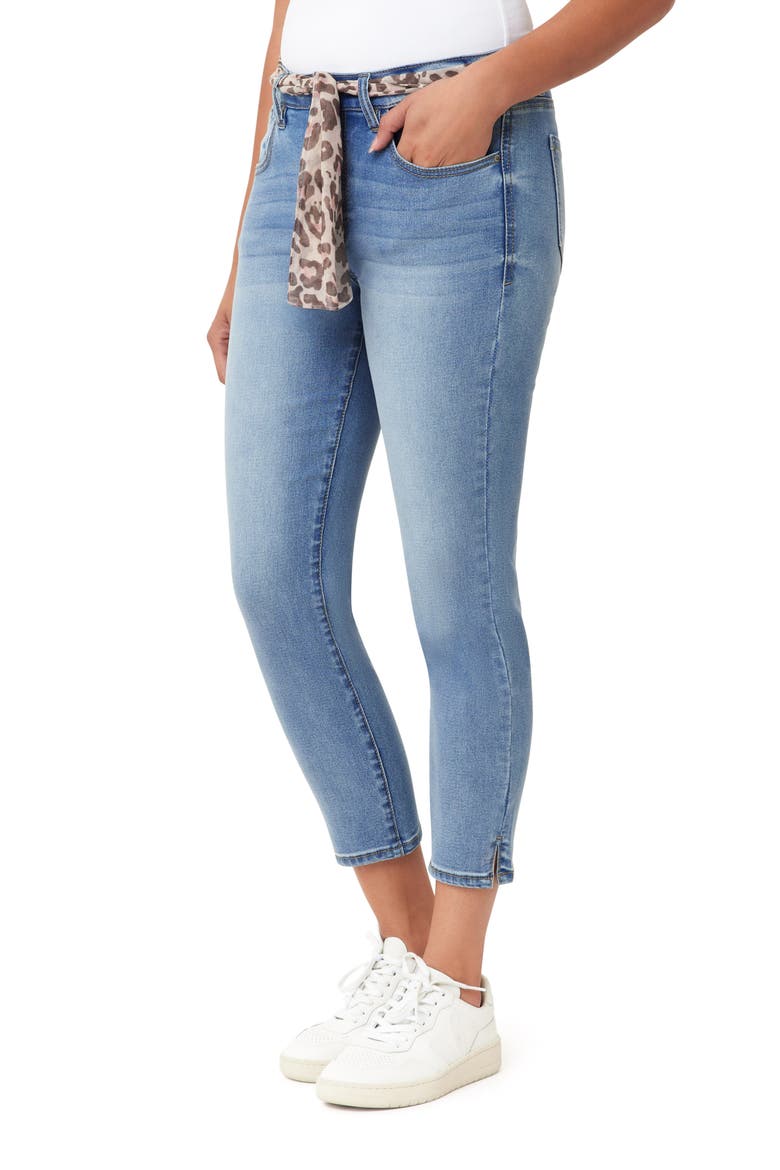 Belted Mid Rise Skinny Cropped Jeans, Alternate, color, PELLEGRINI LEOPARD