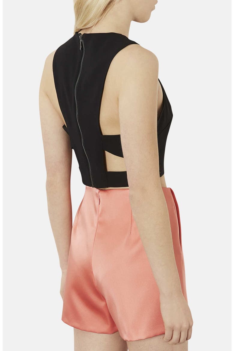Laser Cut Crop Top, Alternate, color, BLACK