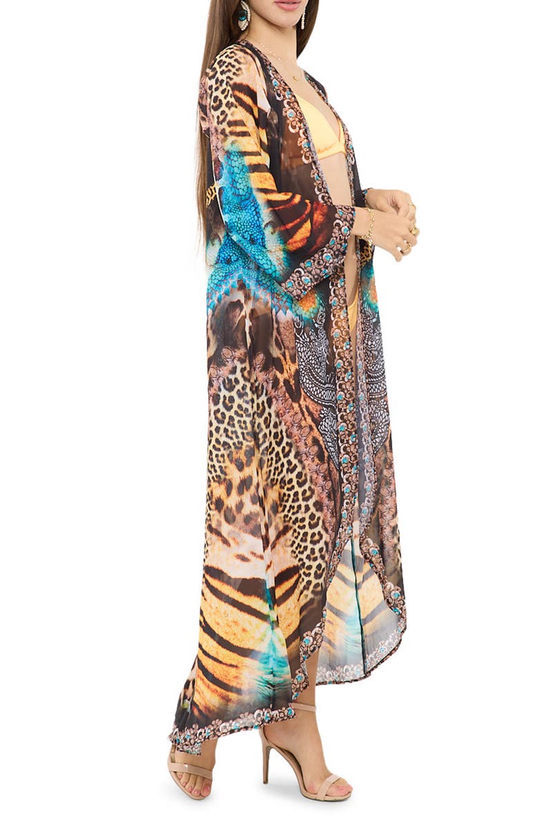 RANEES Black Animal Duster, Main, color, Black