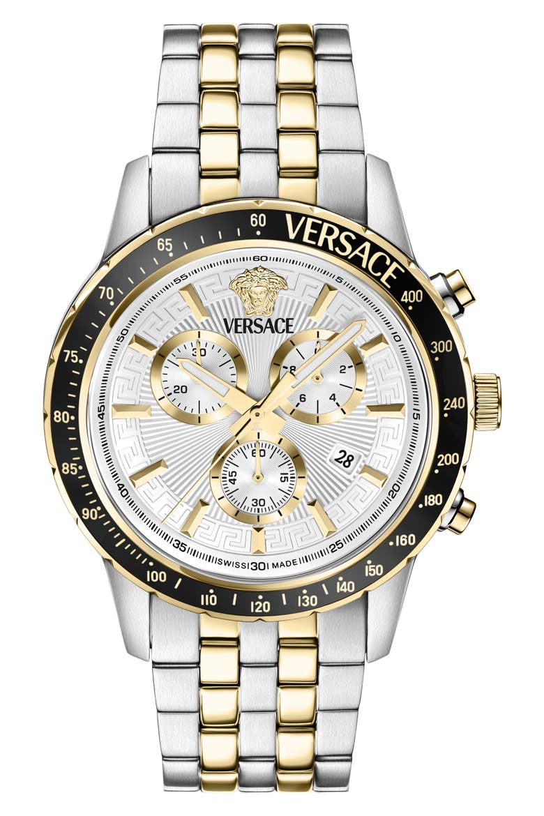 Sport Chronograph Bracelet Watch, 44mm, Main, color, BLACK/ TWO TONE