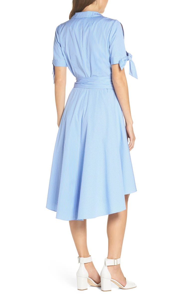 Eliza J Stripe Faux Wrap Shirtdress, Alternate, color,