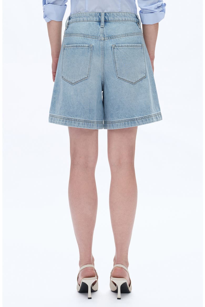 Seamed Mid Rise Denim Bermuda Shorts, Alternate, color, LIGHT BLUE
