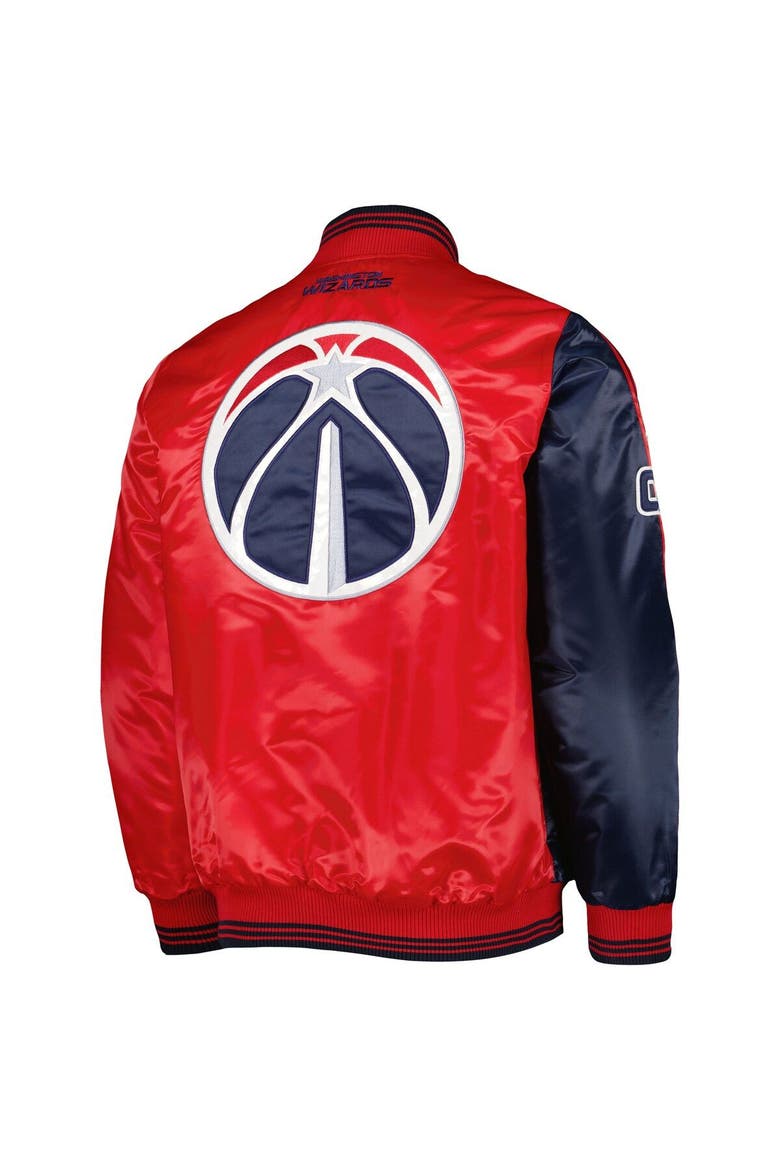 Men's Starter Navy/Red Washington Wizards Fast Break Satin Full-Snap Jacket, Alternate, color, Navy