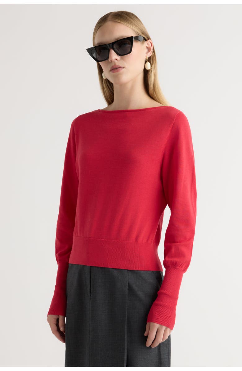 Modern Citizen Hanli Cotton-Silk Boat-Neck Sweater, Main, color, Scarlet Red