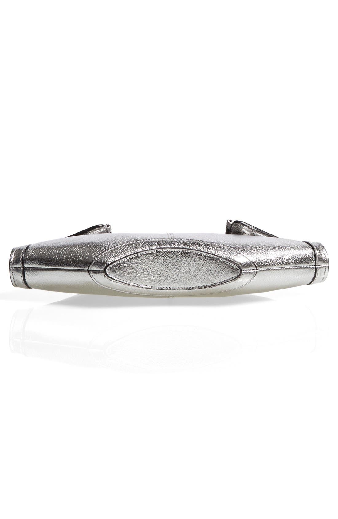 Alexander McQueen 'De Manta - Small' Metallic Leather Clutch, Alternate, color, SILVER