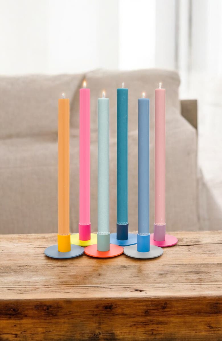 BRITISH COLOUR STANDARD Set of 6 Small Two-Tone Candleholders, Alternate, color, Pink Multi-Coloured
