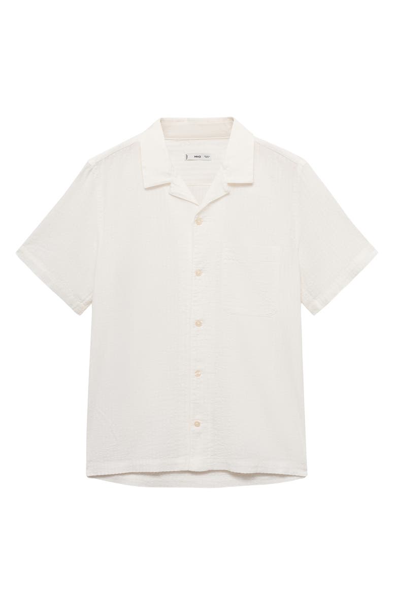 MANGO Regular Fit Seersucker Camp Shirt, Alternate, color, Off White