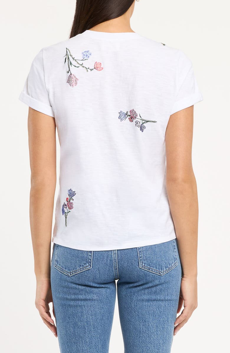 Cinq à Sept Bree Whispering Vines Beaded Cotton T-Shirt, Alternate, color, White Multi