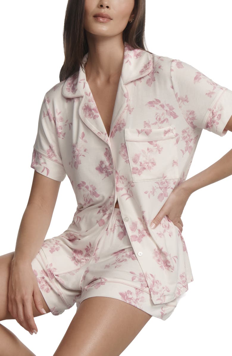 Eberjey Gisele Floral Jersey Short Pajamas, Alternate, color, Rose Garden Cameo /Pale Pink