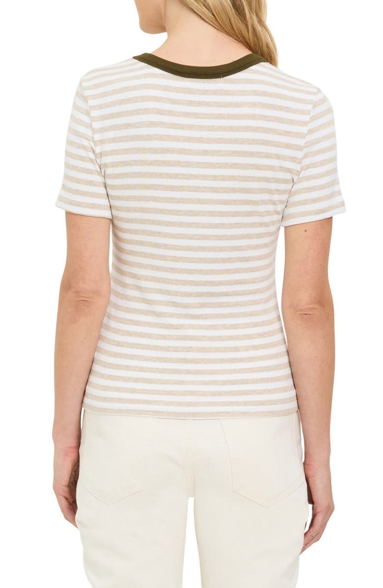 Michael Stars Jenny Stripe Ringer T-Shirt, Alternate, color, Oatmeal/ White/ Caper