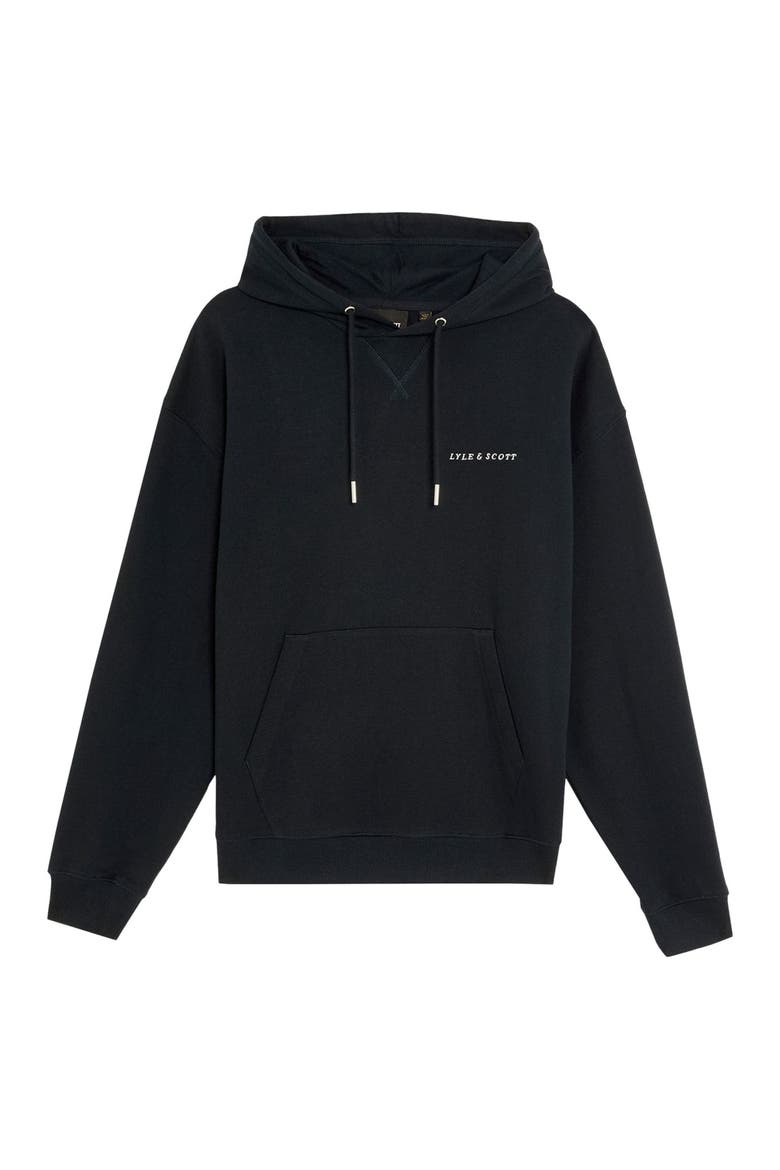 Script Brushback Pullover Hoodie, Alternate, color, Dark Navy