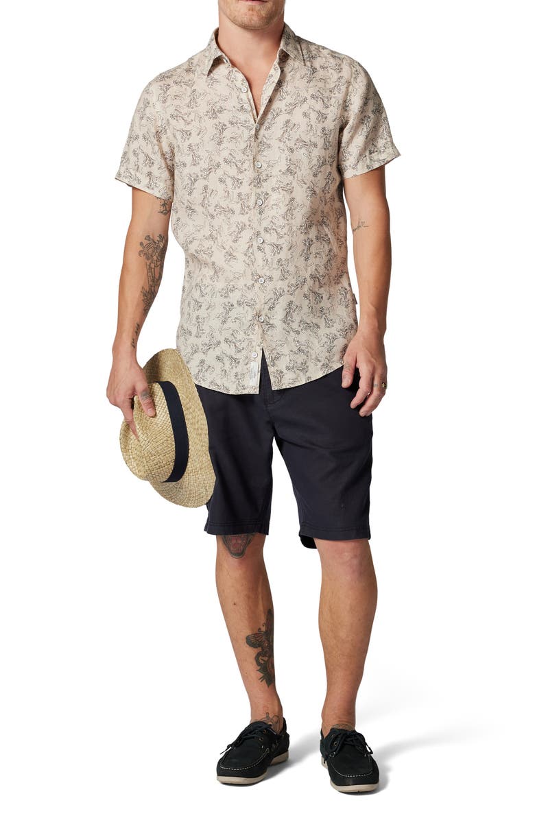 Rodd & Gunn Flax Island Sports Fit Floral Short Sleeve Linen Button-Up Shirt, Alternate, color, 