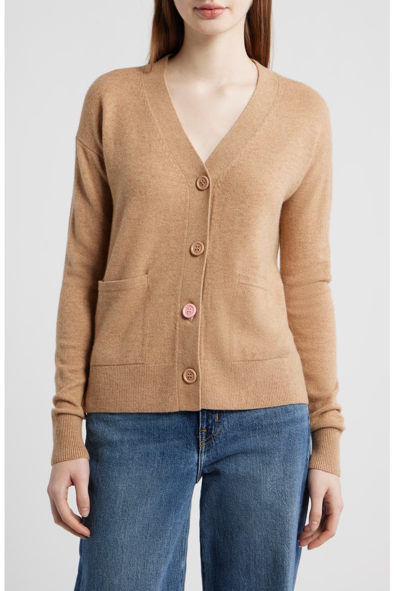 Button-Up Wool & Cashmere Wrap Cardigan, Alternate, color, CAMEL CASHMERE BLEND