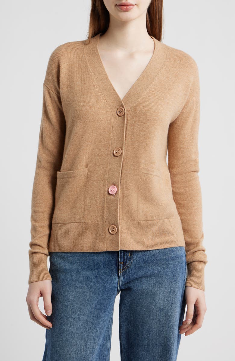 CISSA Button-Up Wool & Cashmere Wrap Cardigan, Main, color, Camel Cashmere Blend