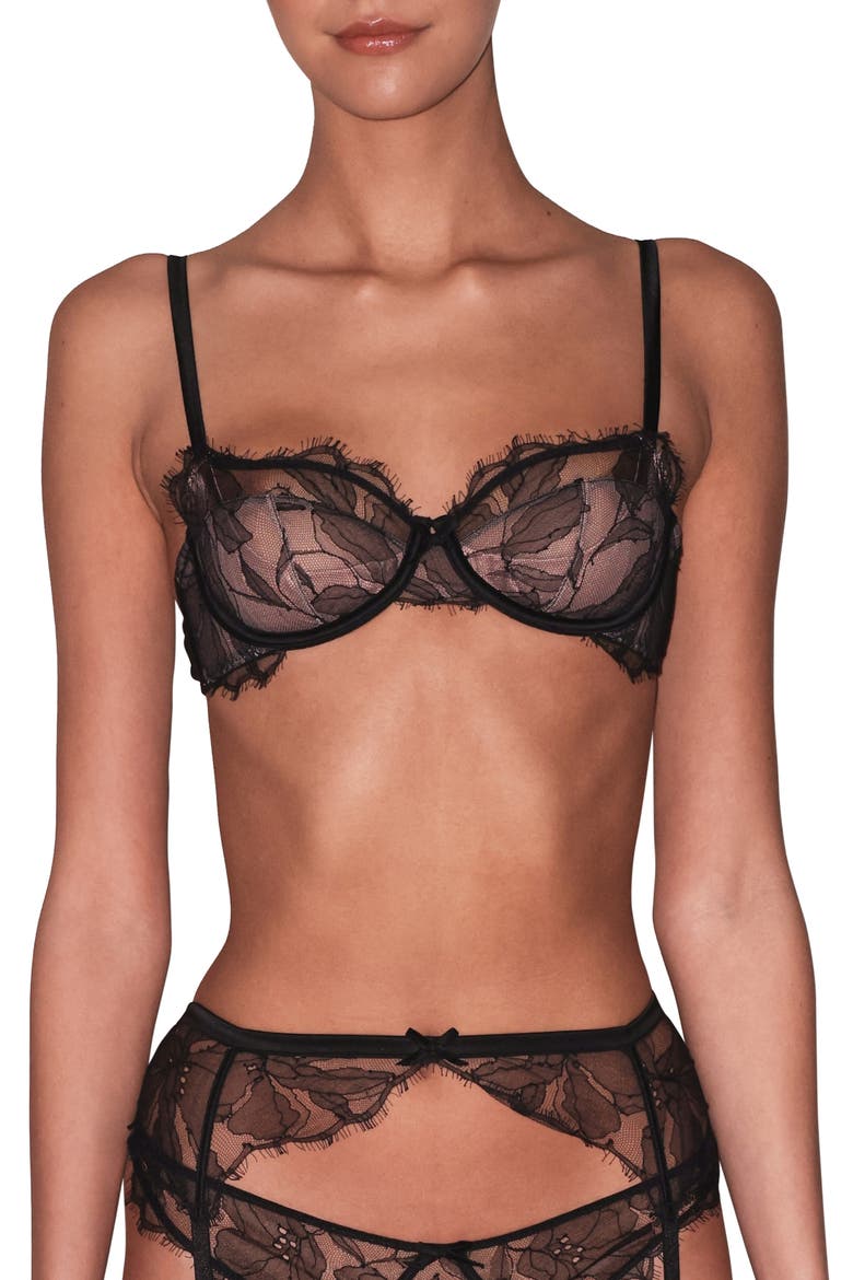 Sophie Lace Underwire Balconette Bra, Main, color, BLACK