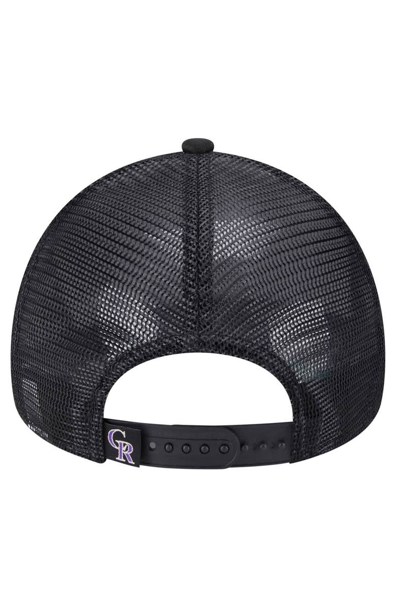 New Era Men's New Era  Black Colorado Rockies Distressed 9FORTY A-Frame Adjustable Trucker Hat, Alternate, color, Black