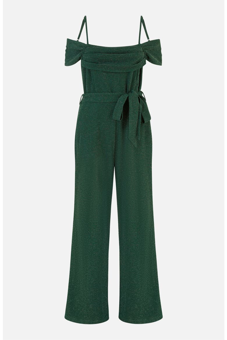 Sparkle Stretch Bardot Jumpsuit, Alternate, color, Green