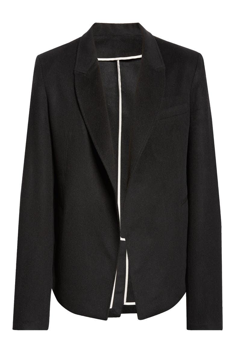 Liz Open Front Wool & Cashmere Blazer, Main, color, BLACK