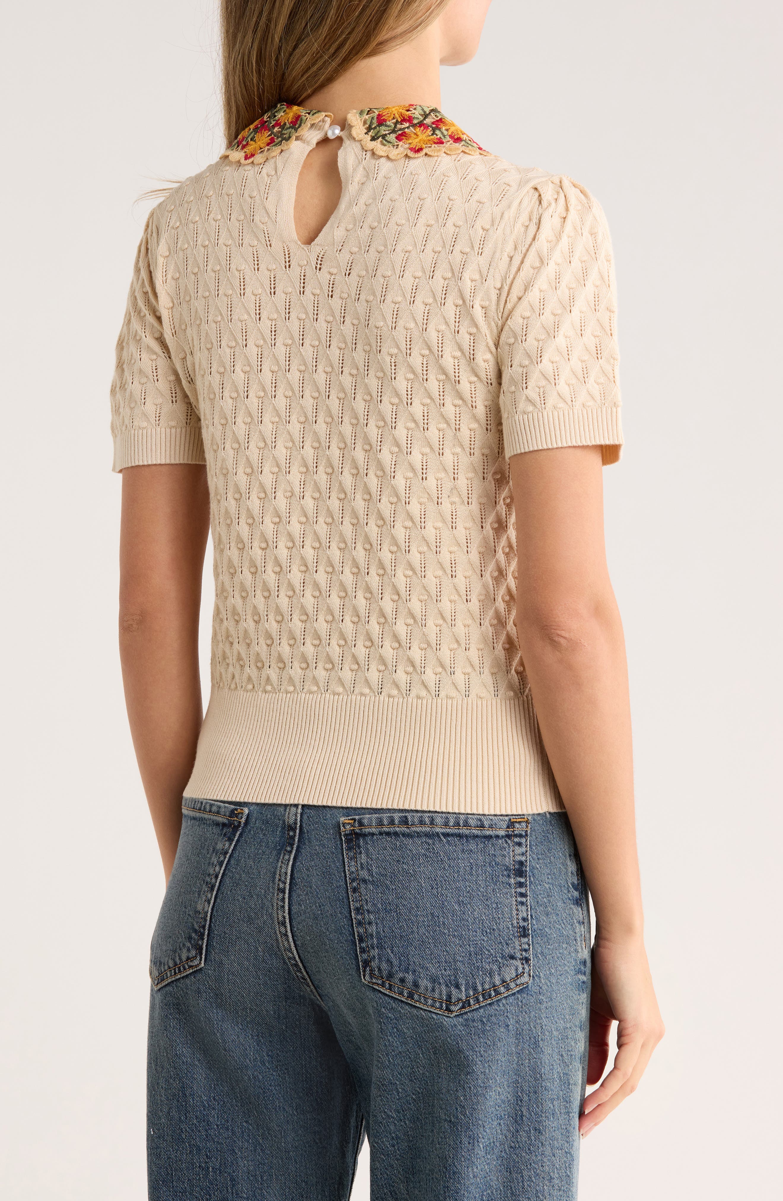 Enya Rosebud Collared Short Sleeve Sweater - image 2