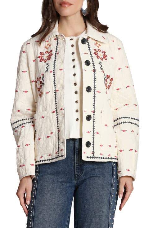 Embroidered Quilted Cotton Jacket