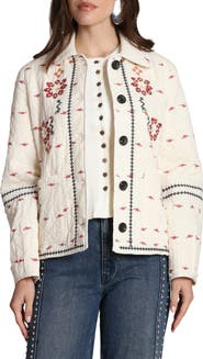 Avec Les Filles Embroidered Quilted Cotton Jacket