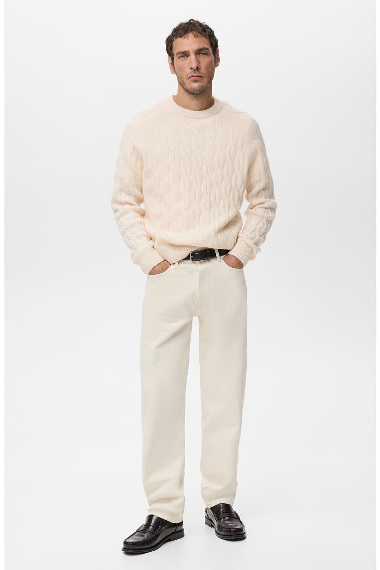Cable Crewneck Sweater, Alternate, color, ECRU