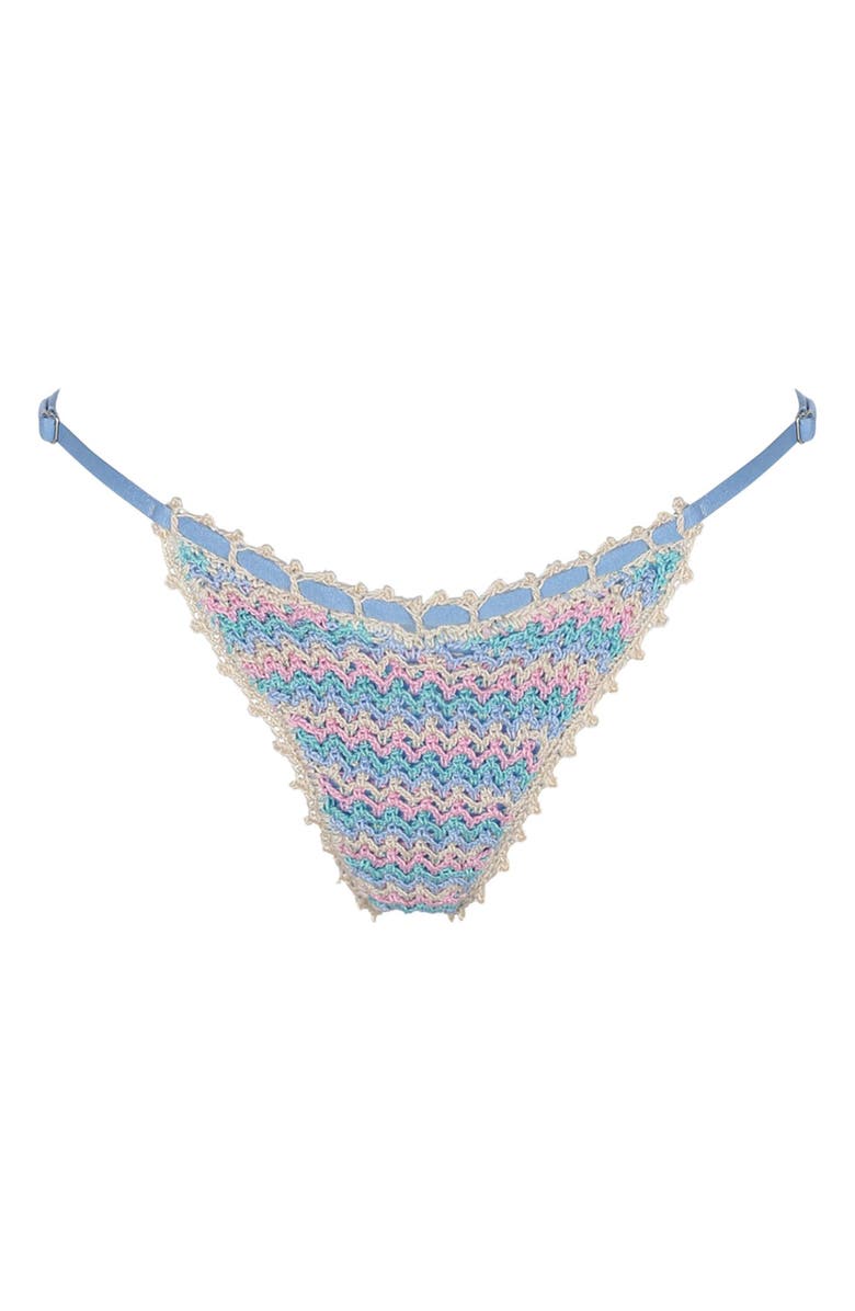 Capittana Isabella Multicolor Crochet Bikini Bottoms, Alternate, color, Light Blue