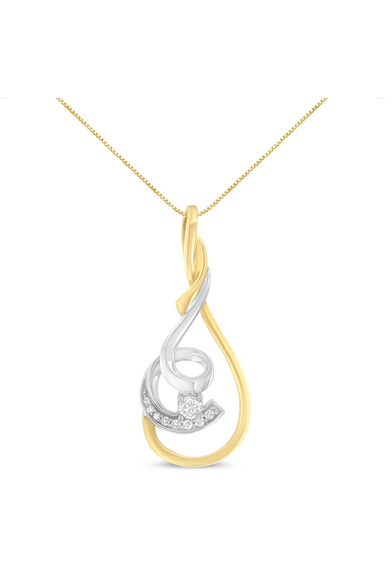 10K Two-Tone Yellow & White 1/6 Cttw Diamond Layered Spiral Pendant Necklace, Main, color, Yellow