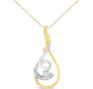 Haus of Brilliance 10K Two-Tone Yellow & White 1/6 Cttw Diamond Layered Spiral Pendant Necklace