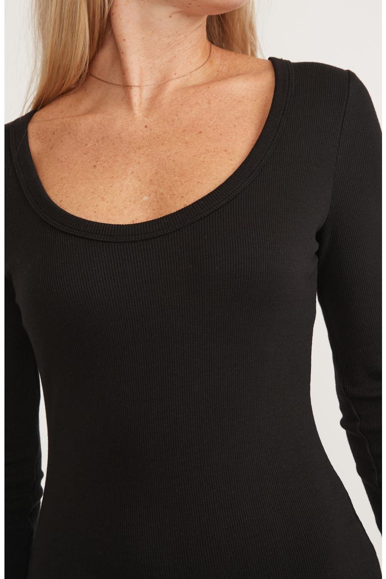 Lexi Rib Long Sleeve Body-Con Midi Dress, Alternate, color, BLACK