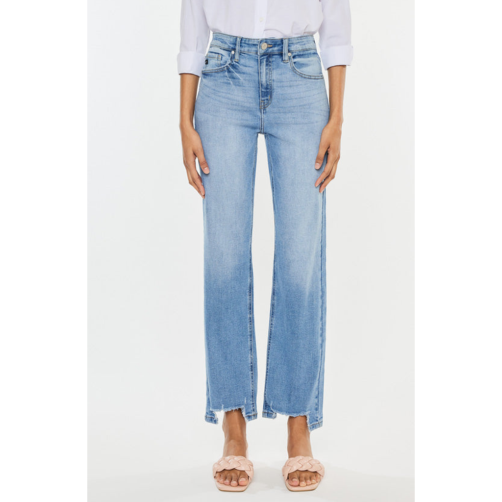 Kancan Breanne High Rise Straight Jeans In Medium Wash