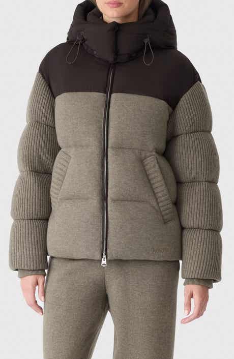 Greer Mixed Media Wool & Cashmere Blend Hooded Down Jacket