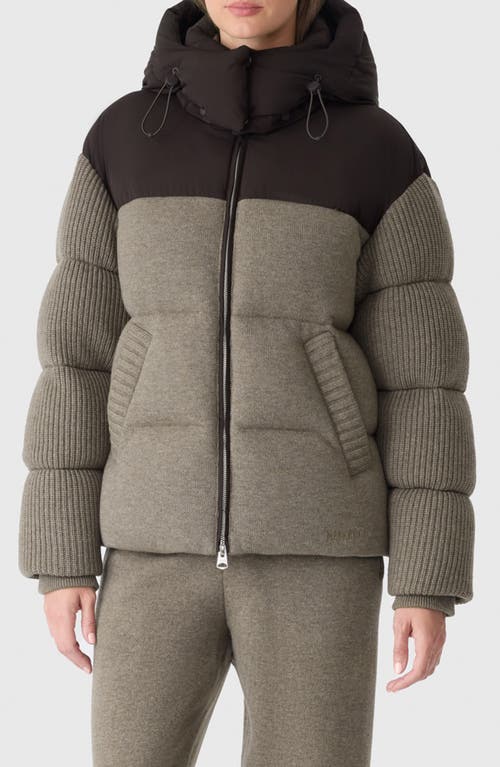 Mackage Greer Mixed Media Wool & Cashmere Blend Hooded Down Jacket In Gray