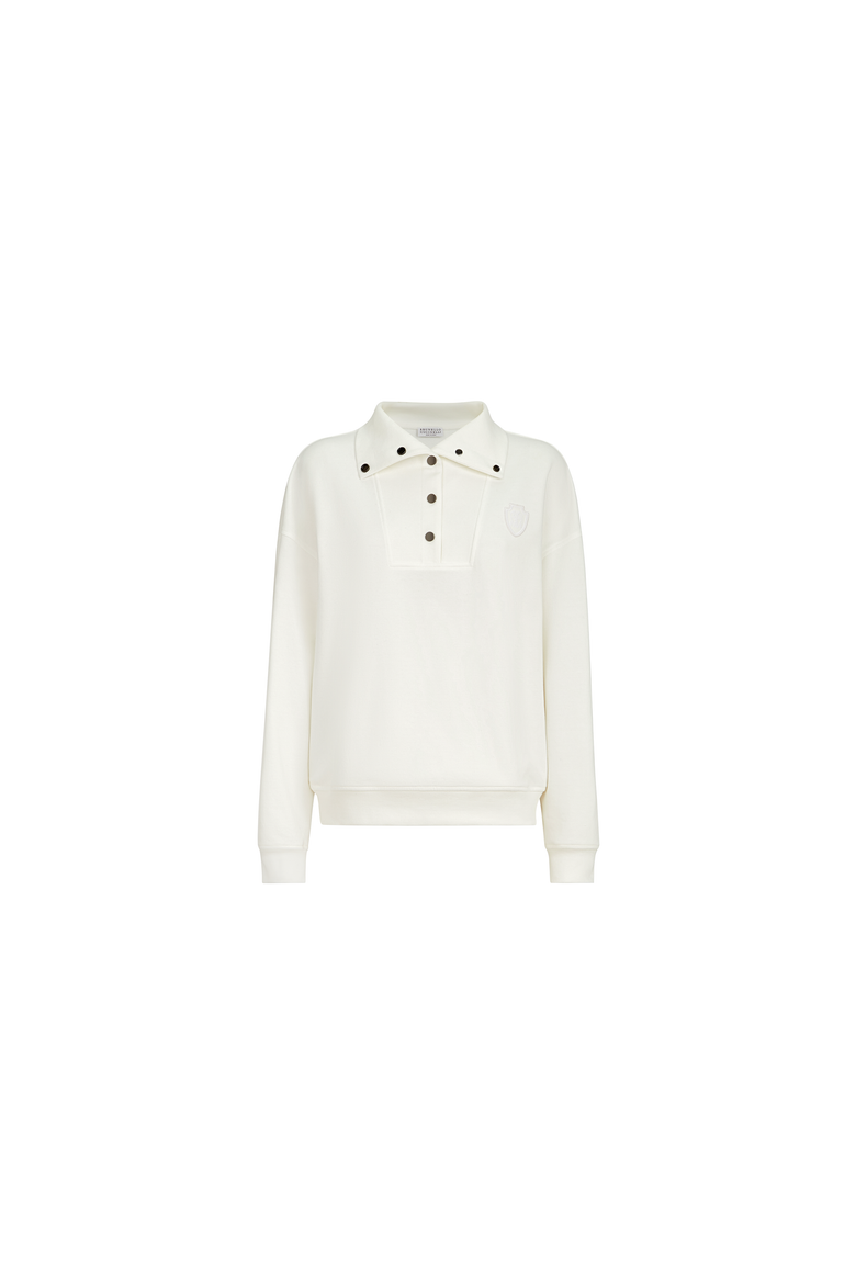 Cotton smooth French terry sweatshirt with logo, Alternate, color, White