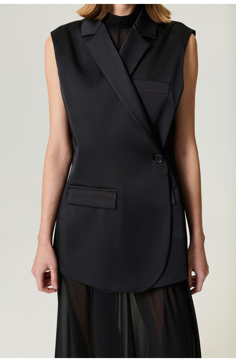 Nocturne Asymmetric Buttoned Longline Vest, Main, color, Black