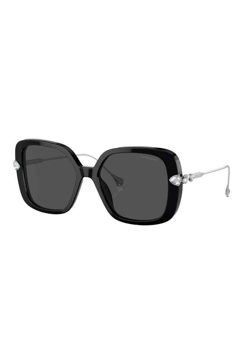 56mm Square Sunglasses, Alternate, color, BLACK