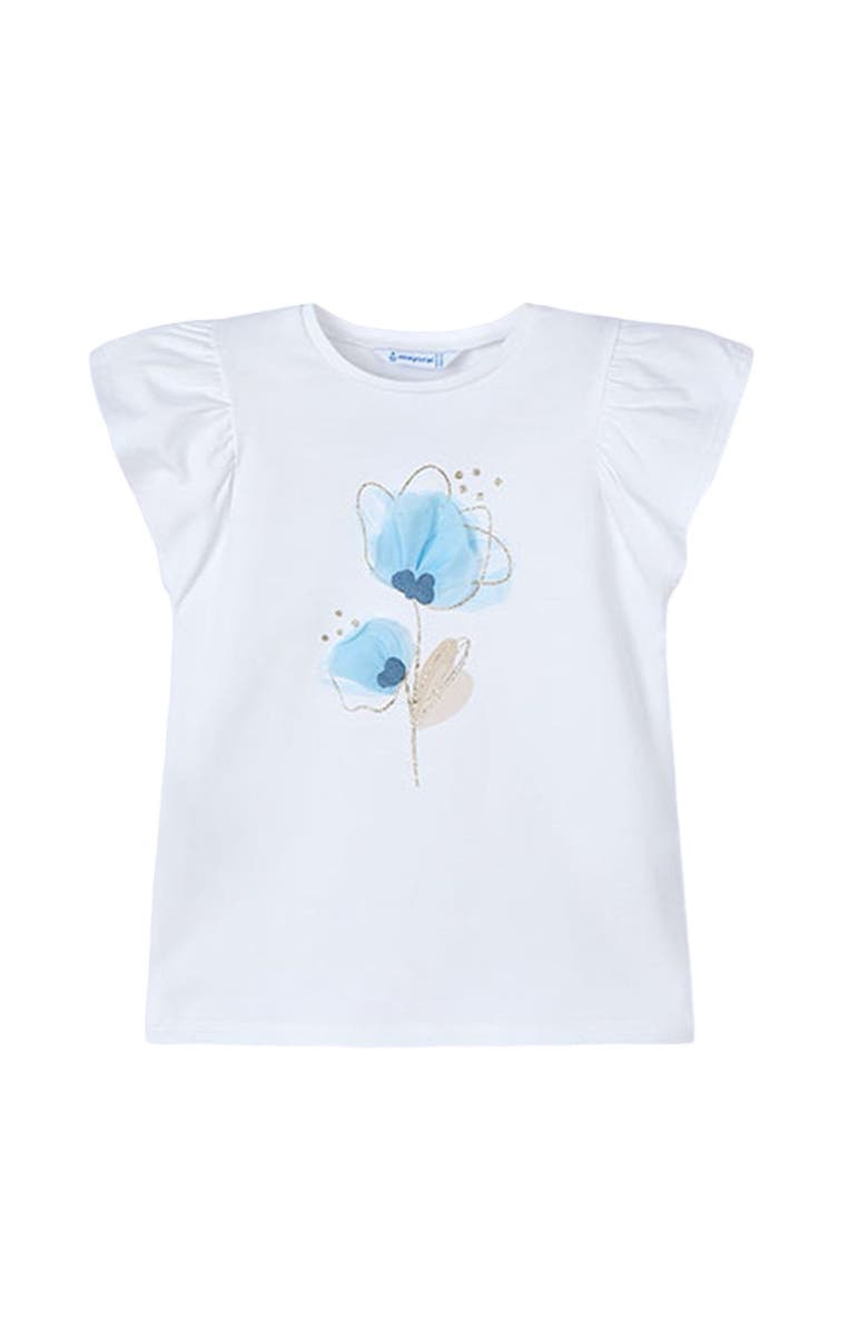 Mayoral Floral Detail T-Shirt, Main, color, Ivory